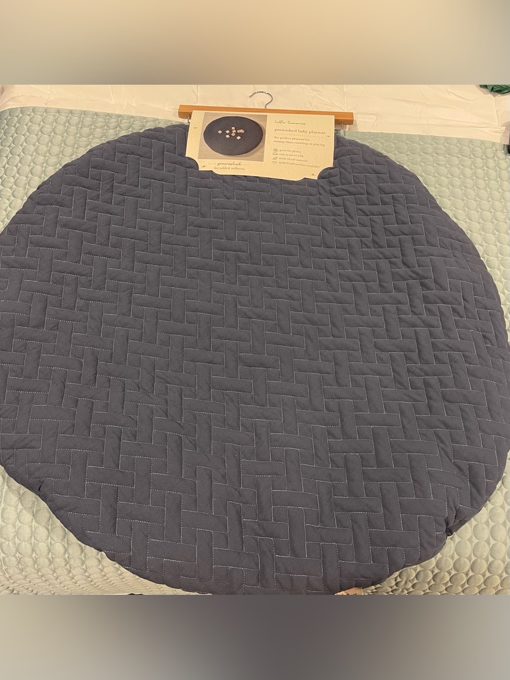 NWT Little Tummies Quilted Round Navy Crib Baby Play Mat Home Bedding Soft